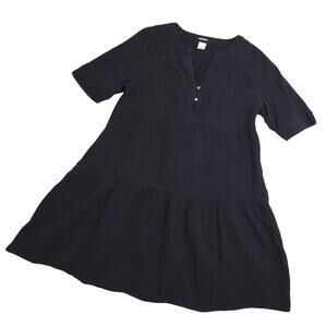 Magaschoni Womens Short Sleeve Cotton Gauze Black Tiered Mini Dress Sz Medium